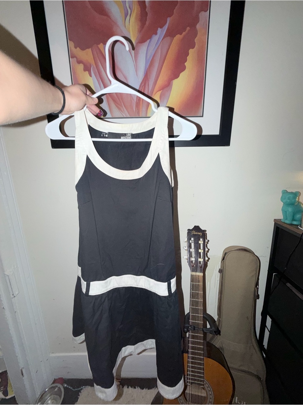 Moschino Black Dress with White Trim Mini